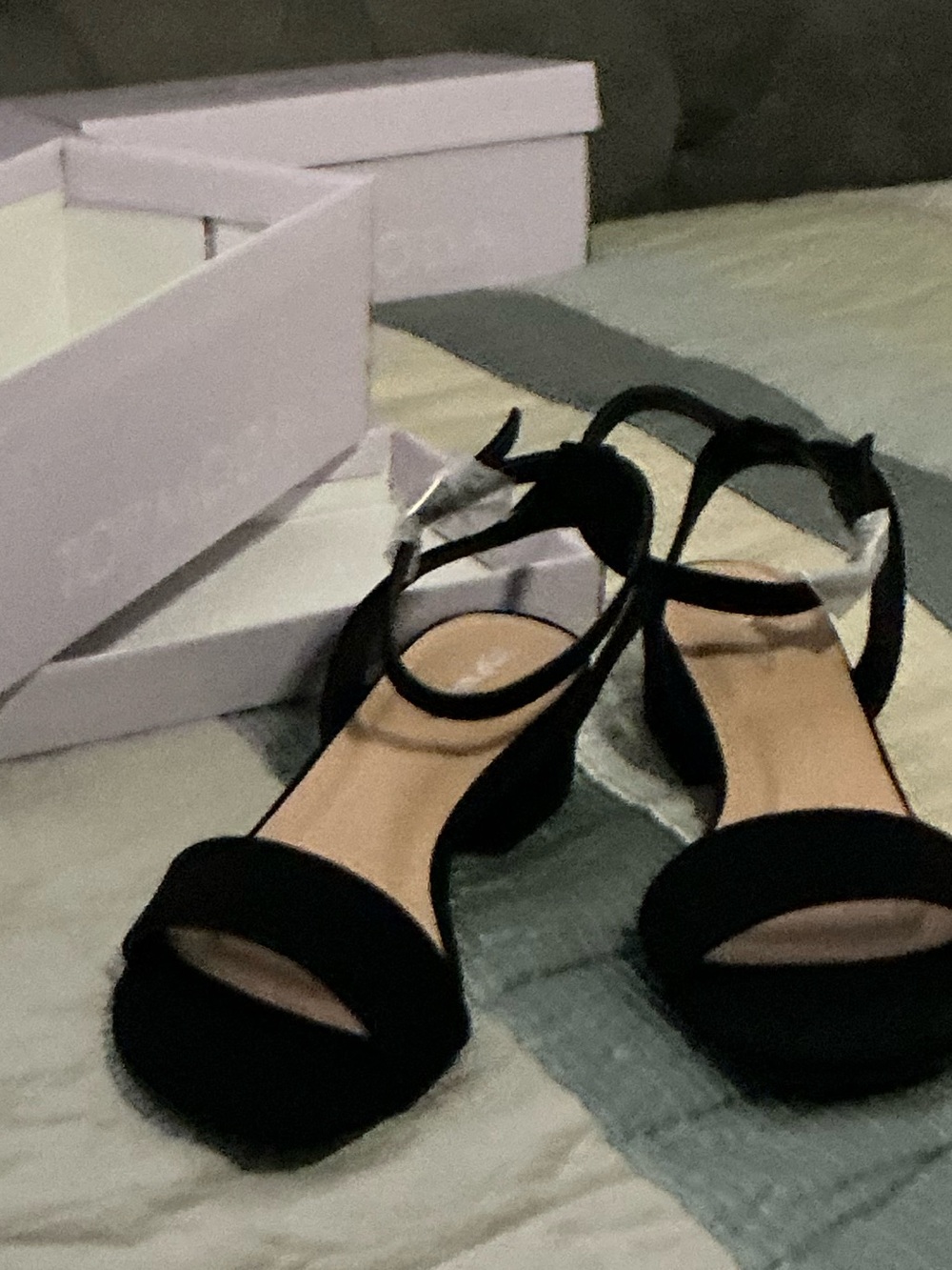 TOP Moda Black Open-Toe Ankle Strap Heels